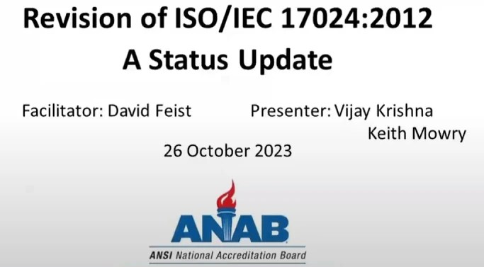 Revision of ISO/IEC 17024: A Status Update